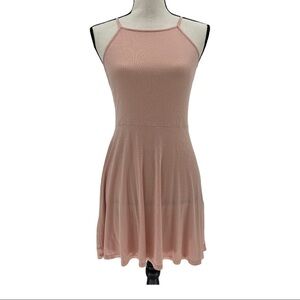Forever 21 Pink Ribbed Knit Fit & Flare Dress Sz S